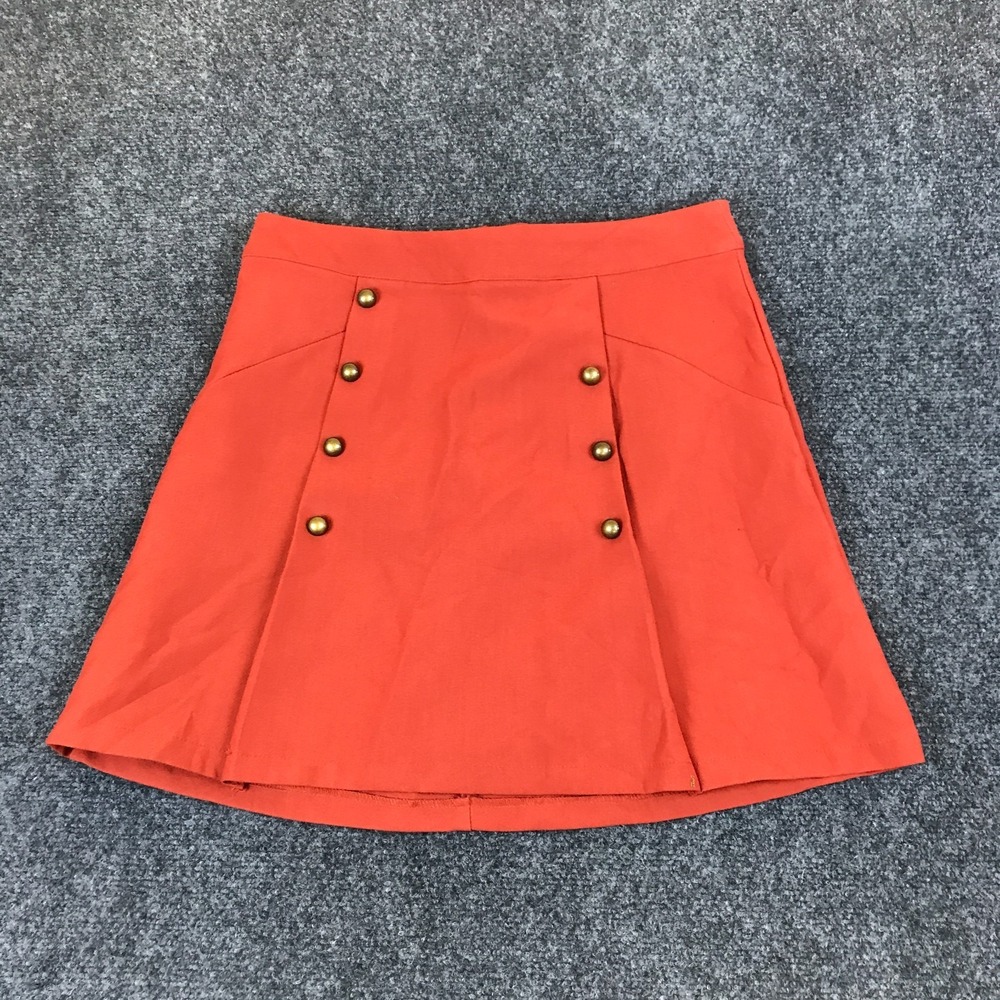 Charlotte Russe Mini Skirt Womens 28x17 Orange Flat Front Back Zip Everyday Wear